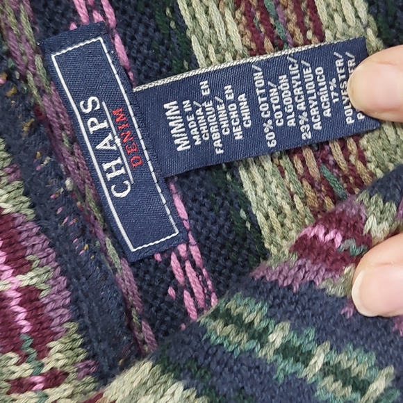 Chaps Vest Womens medium Button Up‎ Fair Isle Cotton Blend western style - Picture 7 of 11